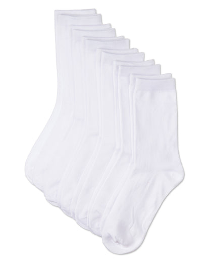 Women's 6 Pair Pack Basic Solid Soft Flat Knit Crew Socks : Color: White
