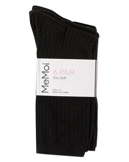 Women's 6 Pair Pack Basic Rib/Flat Knit/Cable Crew Socks