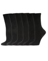 Women's 6 Pair Pack Basic Rib/Flat Knit/Cable Crew Socks : Color: Black