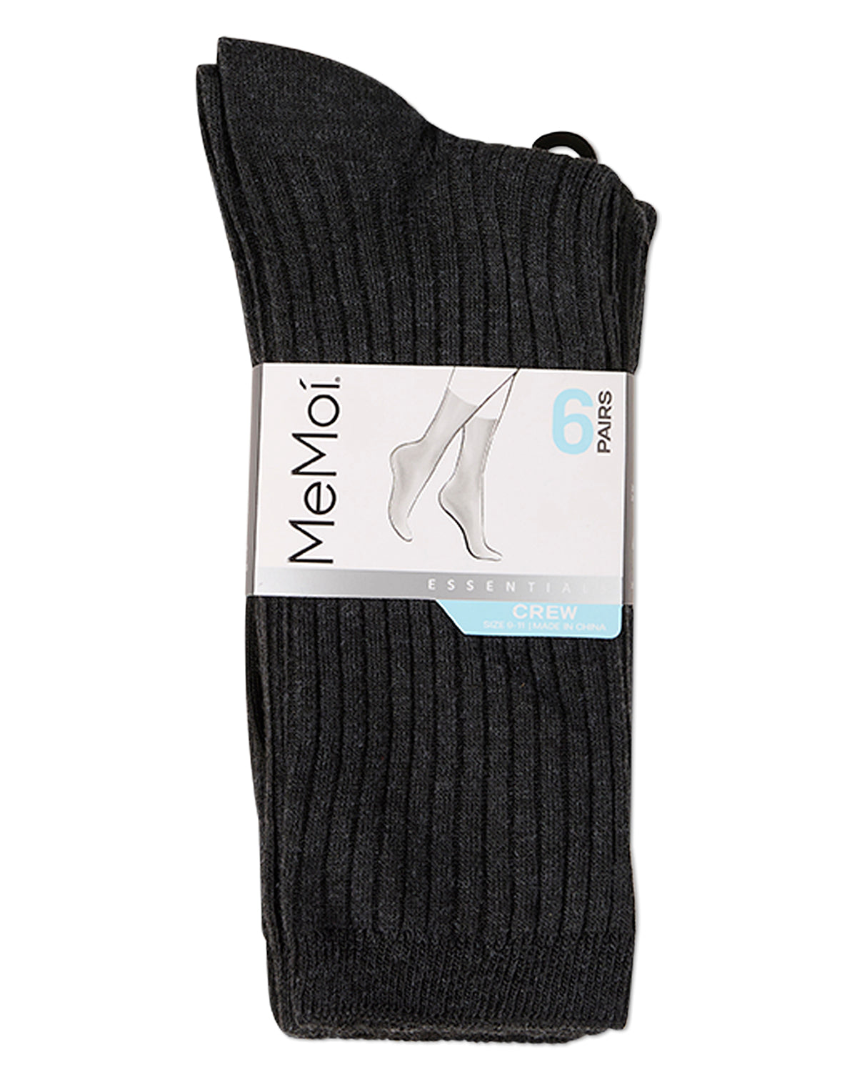 Women's 6 Pair Pack Basic Rib/Flat Knit/Cable Crew Socks
