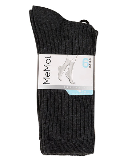 Women's 6 Pair Pack Basic Rib/Flat Knit/Cable Crew Socks