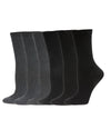 Women's 6 Pair Pack Basic Rib/Flat Knit/Cable Crew Socks : Color: Gray Heather-Black