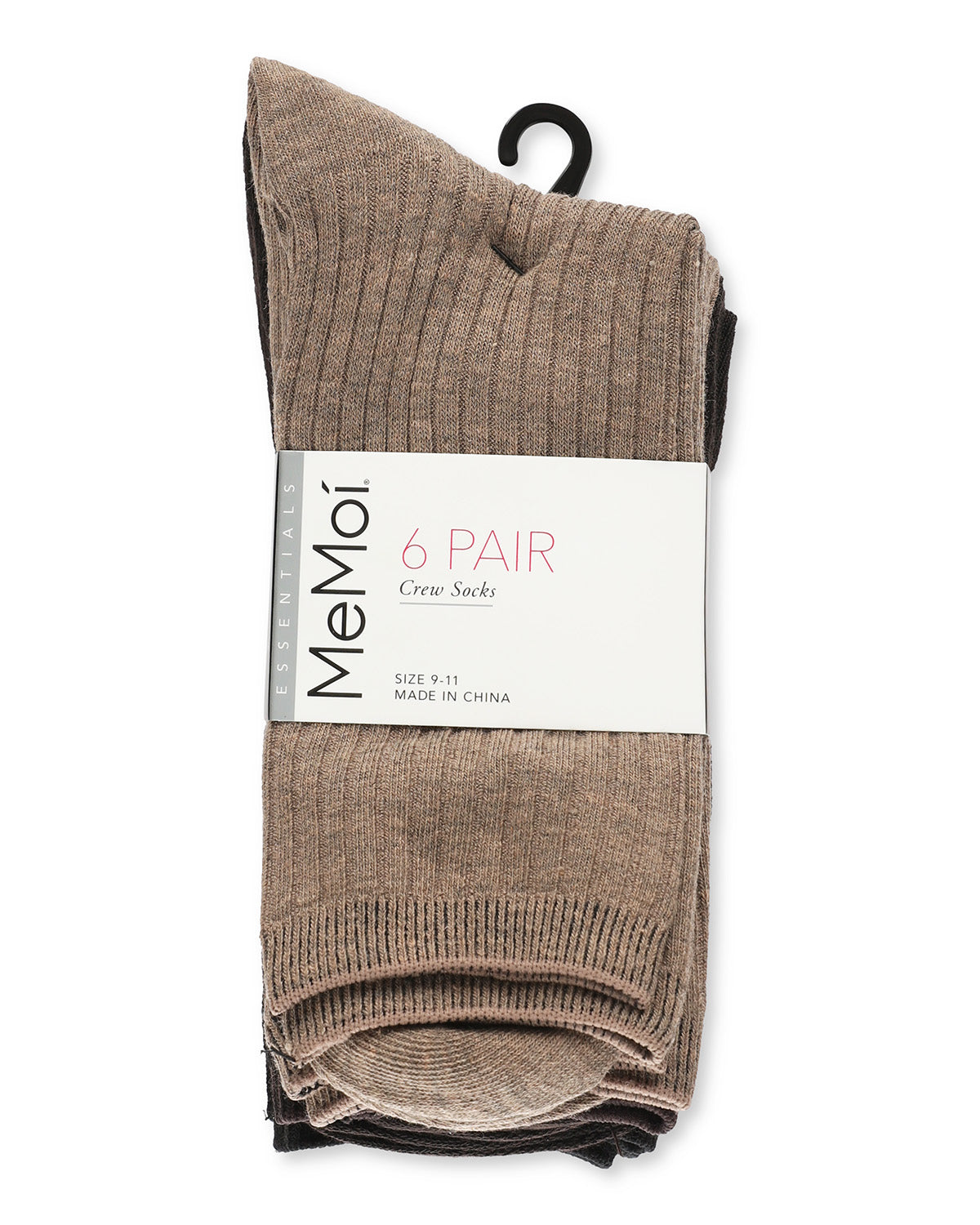 Women's 6 Pair Pack Basic Rib/Flat Knit/Cable Crew Socks : Color: Black