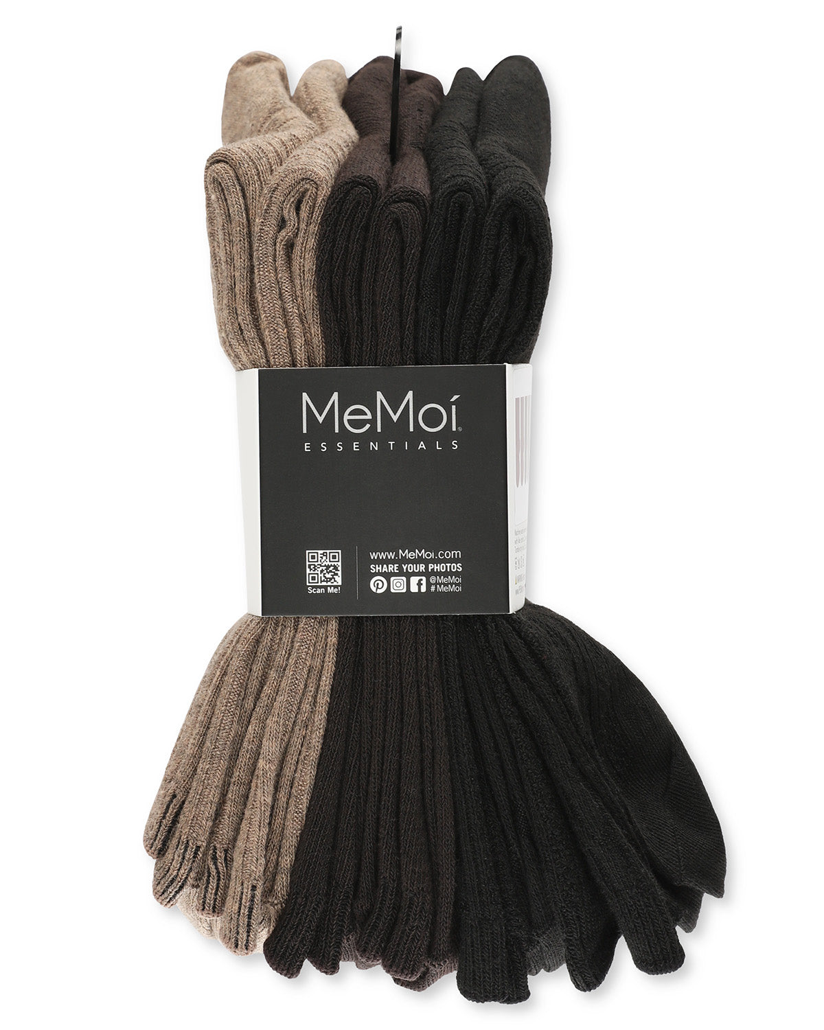 Women's 6 Pair Pack Basic Rib/Flat Knit/Cable Crew Socks : Color: Black