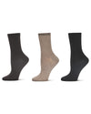 Women's 6 Pair Pack Basic Rib/Flat Knit/Cable Crew Socks : Color: Khaki-Brown-Black