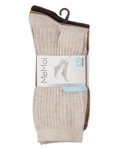 Women's 6 Pair Pack Basic Rib/Flat Knit/Cable Crew Socks : Color: Black