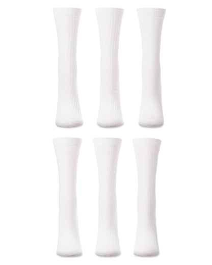 Women's 6 Pair Pack Basic Rib/Flat Knit/Cable Crew Socks