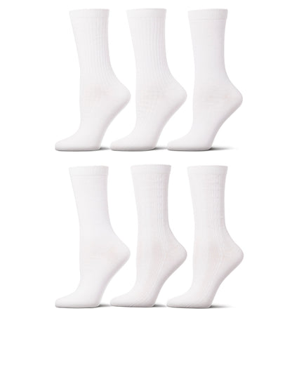 Women's 6 Pair Pack Basic Rib/Flat Knit/Cable Crew Socks