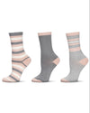 Women's 3 Pack Multi-Stripe Buttersoft Crew Socks : Color: Gray