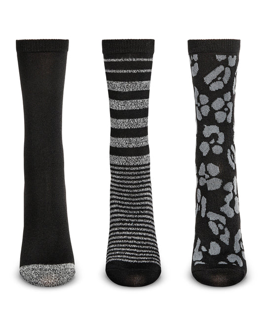 3 Pairs Women's Buttersoft Variety Novelty Crew Socks