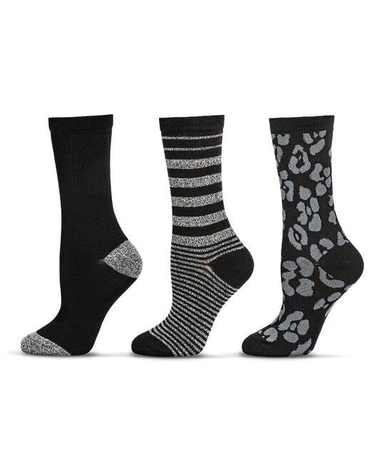 3 Pairs Women's Buttersoft Variety Novelty Crew Socks