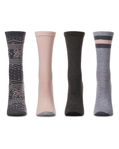 Women's 4 Pair Pack Fairisle Buttersoft Crew Socks : Color: Gray