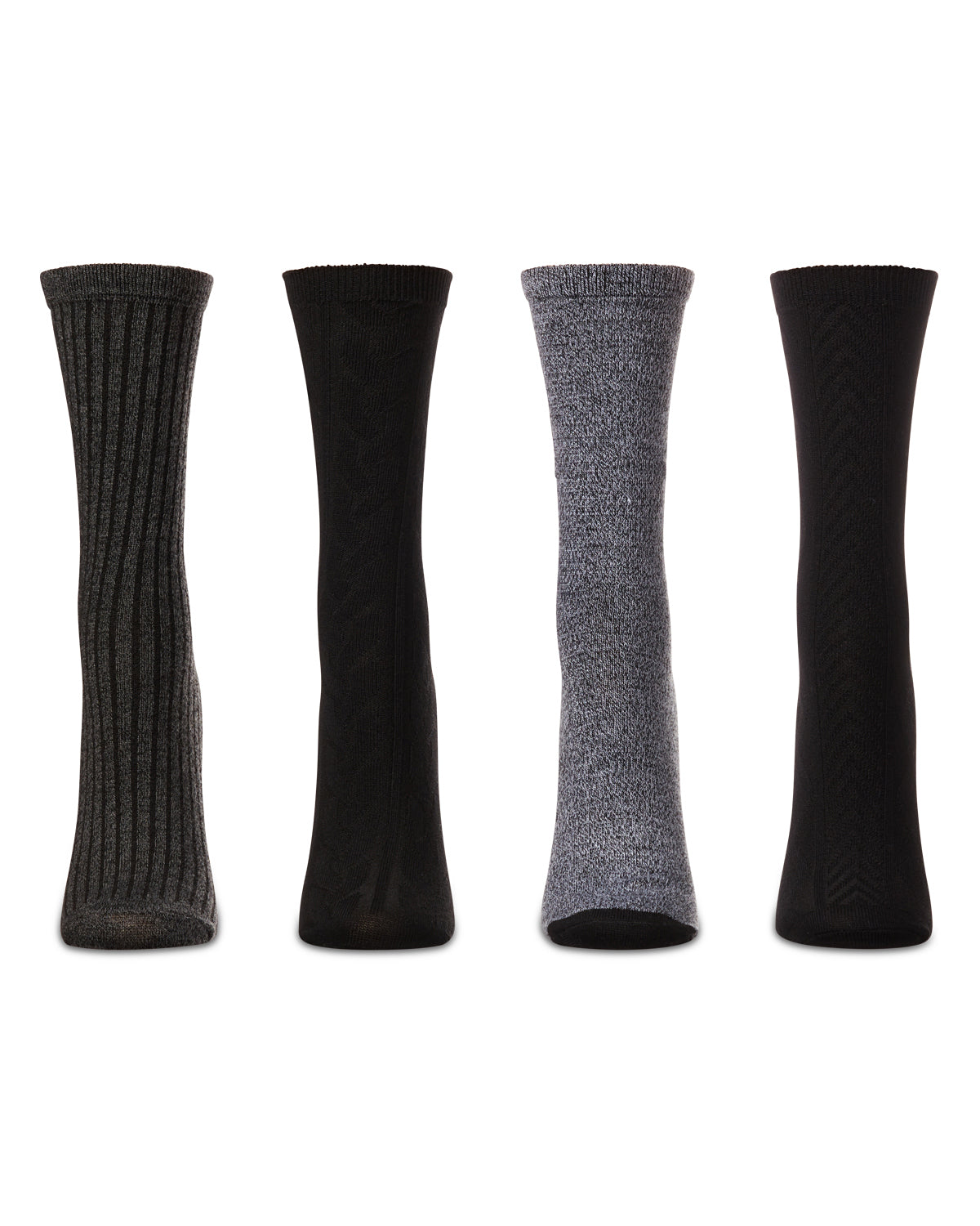 Women's 4 Pair Pack Textured Buttersoft Crew Socks : Color: Black