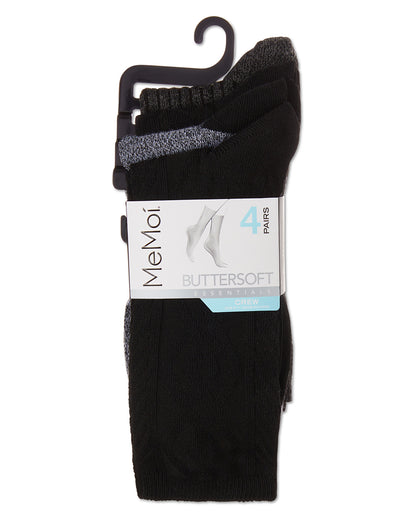 Women's 4 Pair Pack Textured Buttersoft Crew Socks : Color: Black