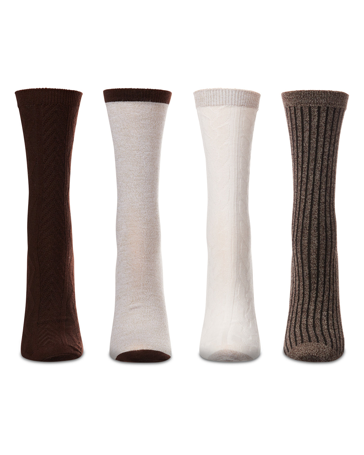 Women's 4 Pair Pack Textured Buttersoft Crew Socks : Color: Black