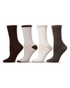 Women's 4 Pair Pack Textured Buttersoft Crew Socks : Color: Brown