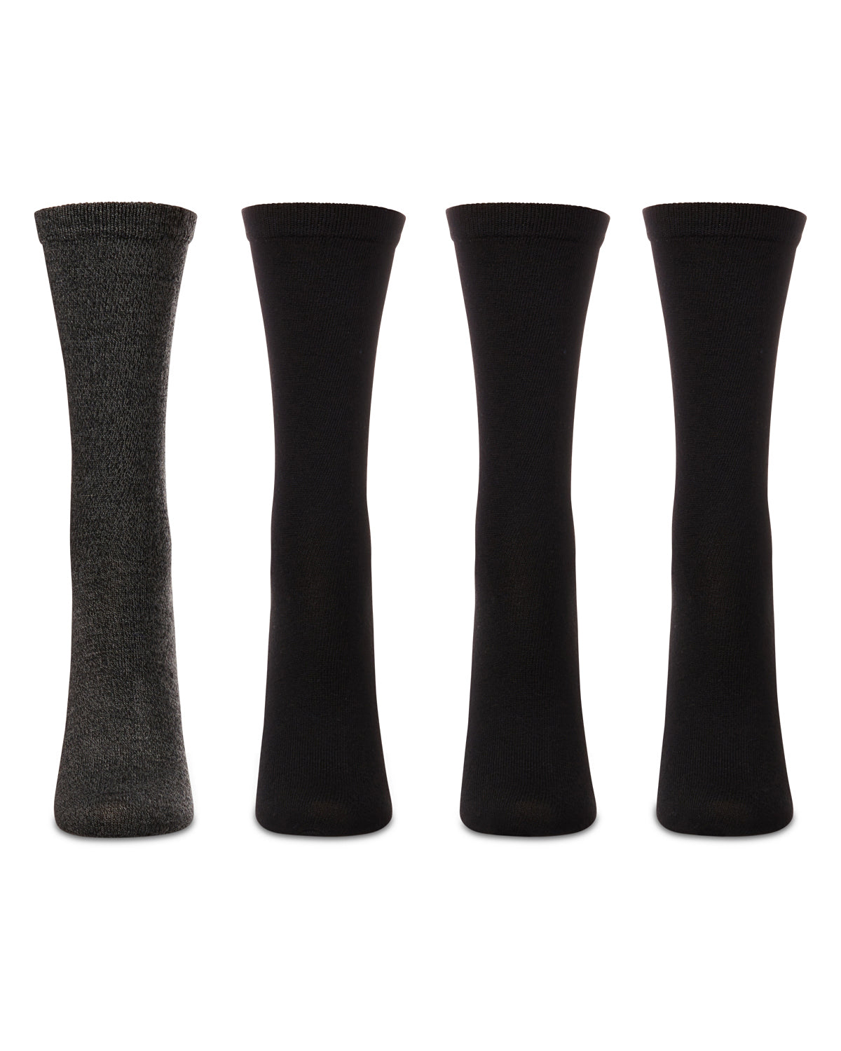 Women's 4 Pair Pack Solid Buttersoft Crew Socks : Color: Black Marled