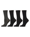 Women's 4 Pair Pack Solid Buttersoft Crew Socks : Color: Black Marled