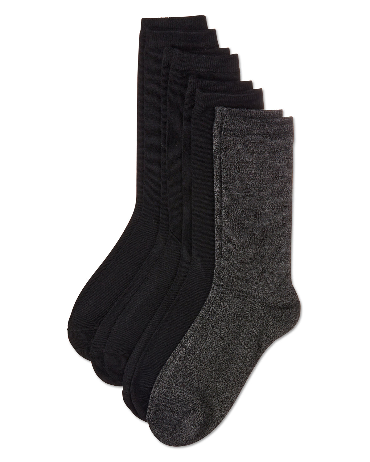 Women's 4 Pair Pack Solid Buttersoft Crew Socks : Color: Black Marled