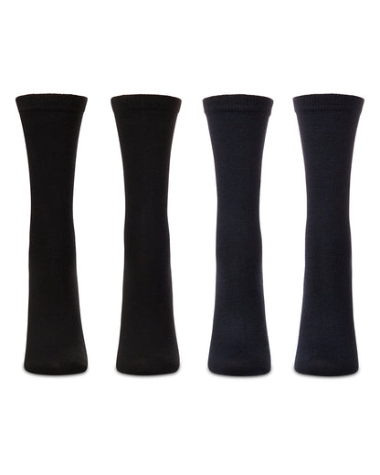Women's 4 Pair Pack Solid Buttersoft Crew Socks : Color: Black Marled