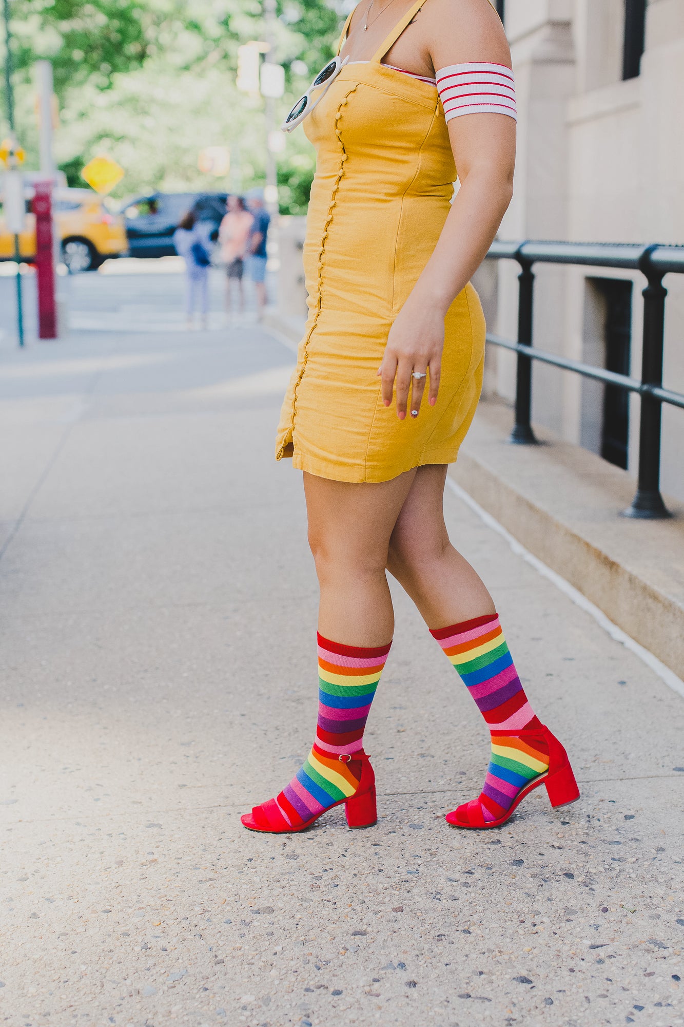 Women's Colors of the Rainbow Bright Stripe Crew Sock : Color: Multi