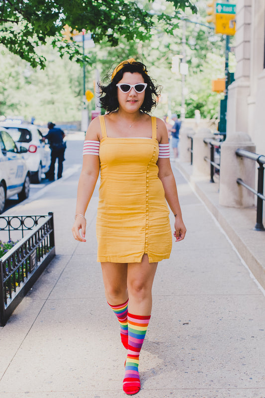 Women's Colors of the Rainbow Bright Stripe Crew Sock : Color: Multi