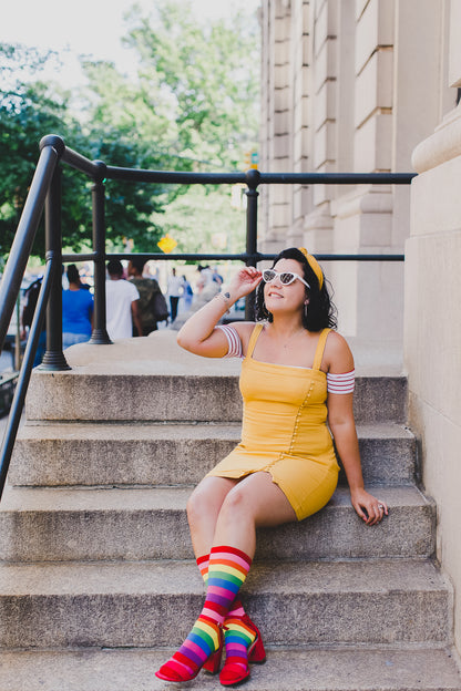 Women's Colors of the Rainbow Bright Stripe Crew Sock : Color: Multi