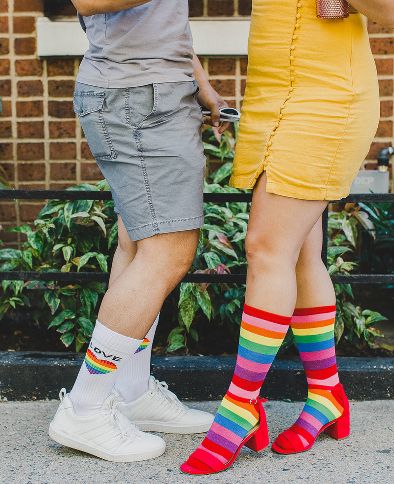 Women's White Rainbow Socks (Fits Sizes 6-11W)