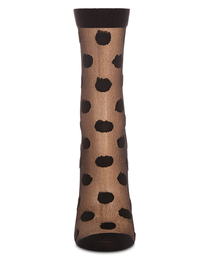 Women's Polka Dot Sheer Crew Socks : Color: Black