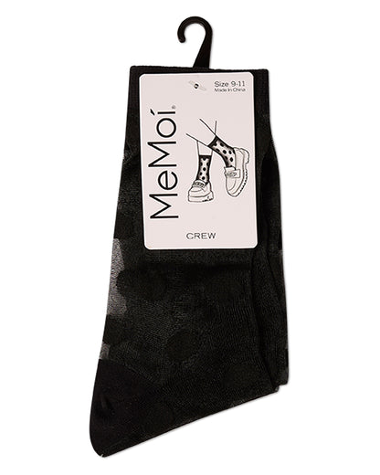 Women's Polka Dot Sheer Crew Socks : Color: Black