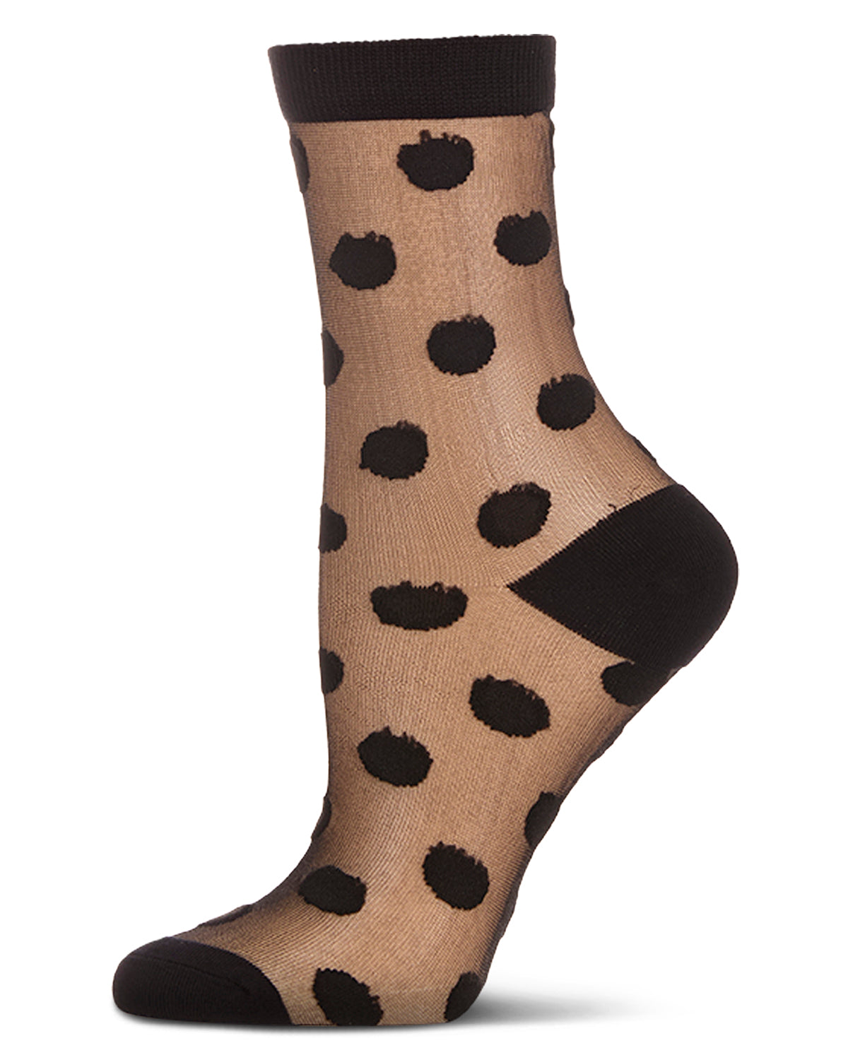 Women's Polka Dot Sheer Crew Socks : Color: Black