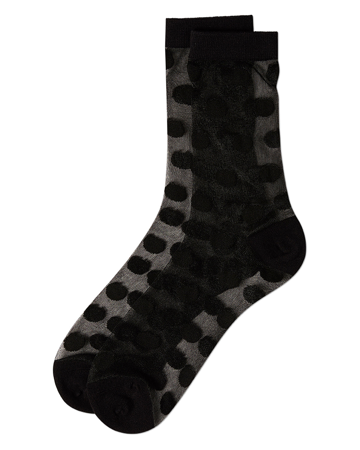 Women's Polka Dot Sheer Crew Socks : Color: Black