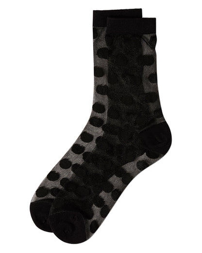 Women's Polka Dot Sheer Crew Socks : Color: Black