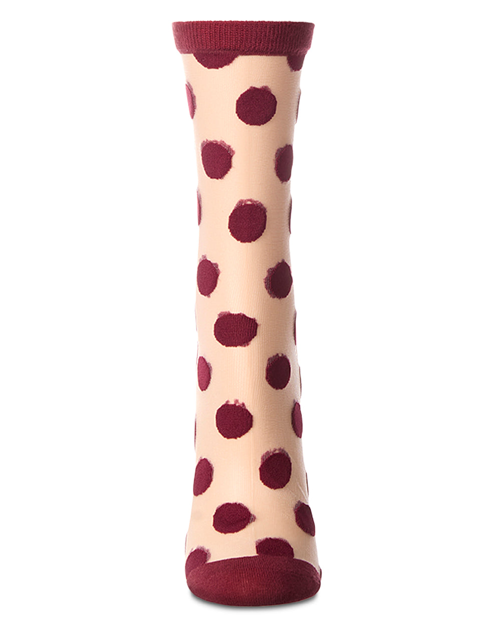 POLKA DOTS GREY ON RED CREW SOCKS