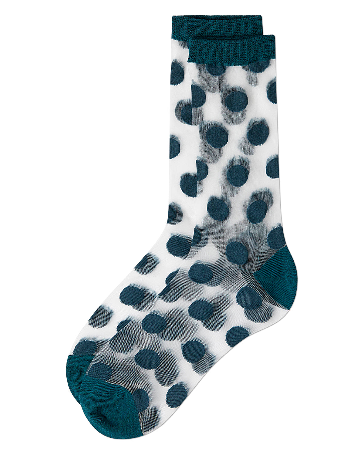 Women's Polka Dot Sheer Crew Socks : Color: Teal