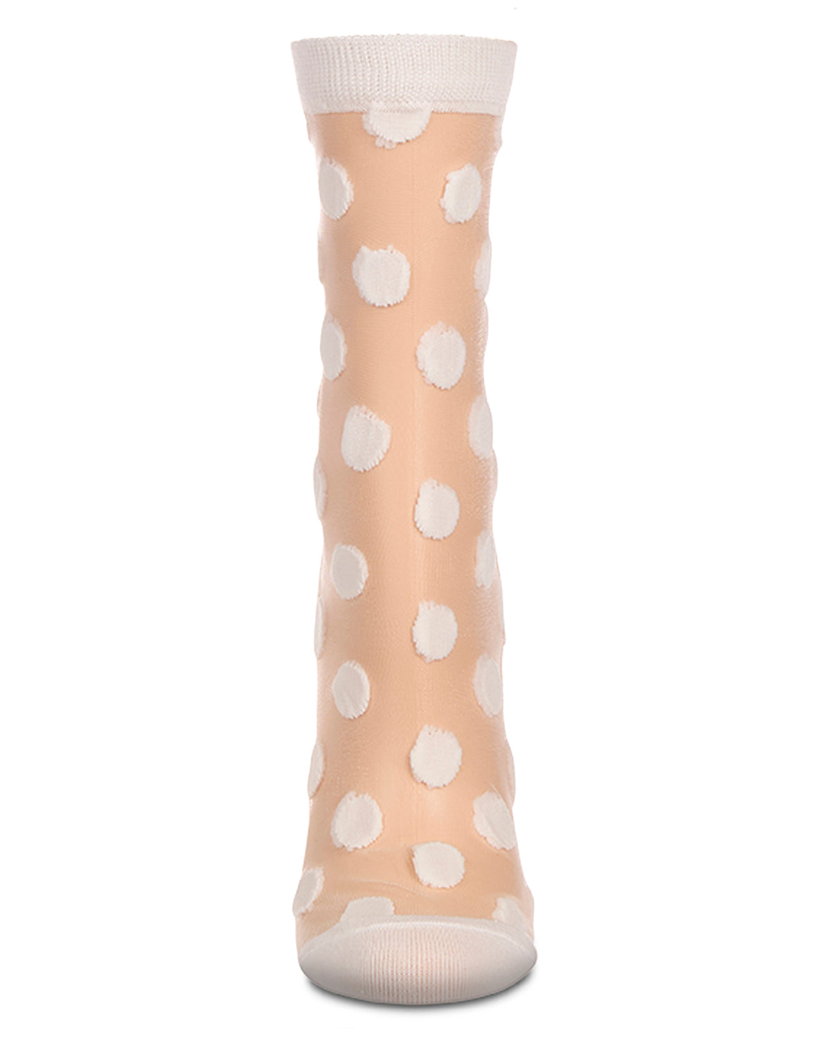 Women's Polka Dot Sheer Crew Socks : Color: Winter White