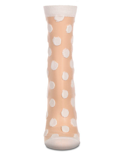 Women's Polka Dot Sheer Crew Socks : Color: Winter White