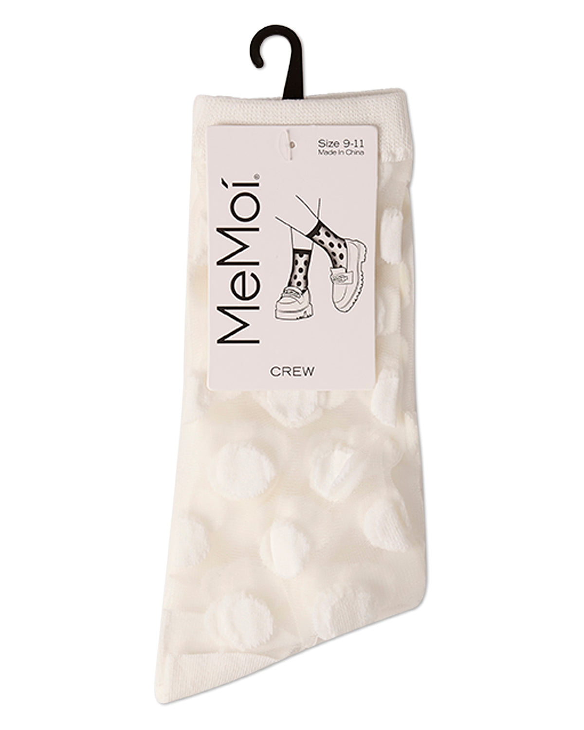 Women's Polka Dot Sheer Crew Socks : Color: Winter White