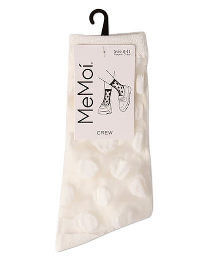 Women's Polka Dot Sheer Crew Socks : Color: Winter White