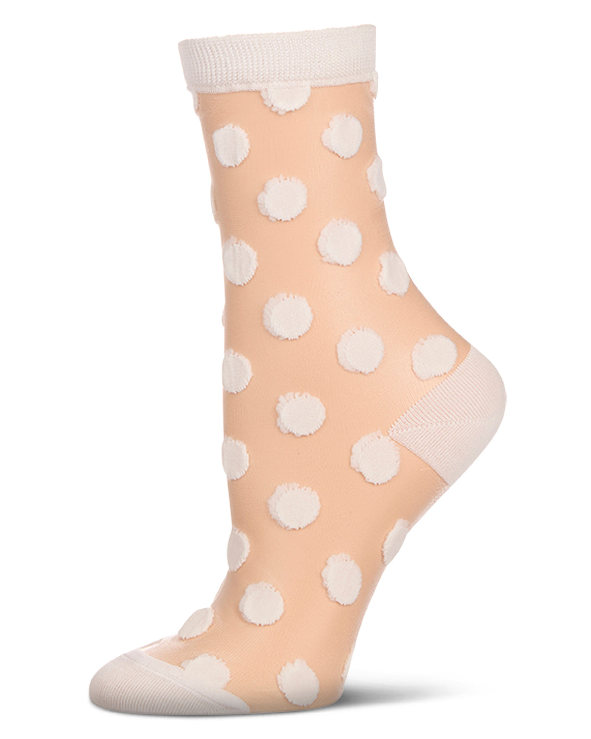 Women's Polka Dot Sheer Crew Socks : Color: Winter White