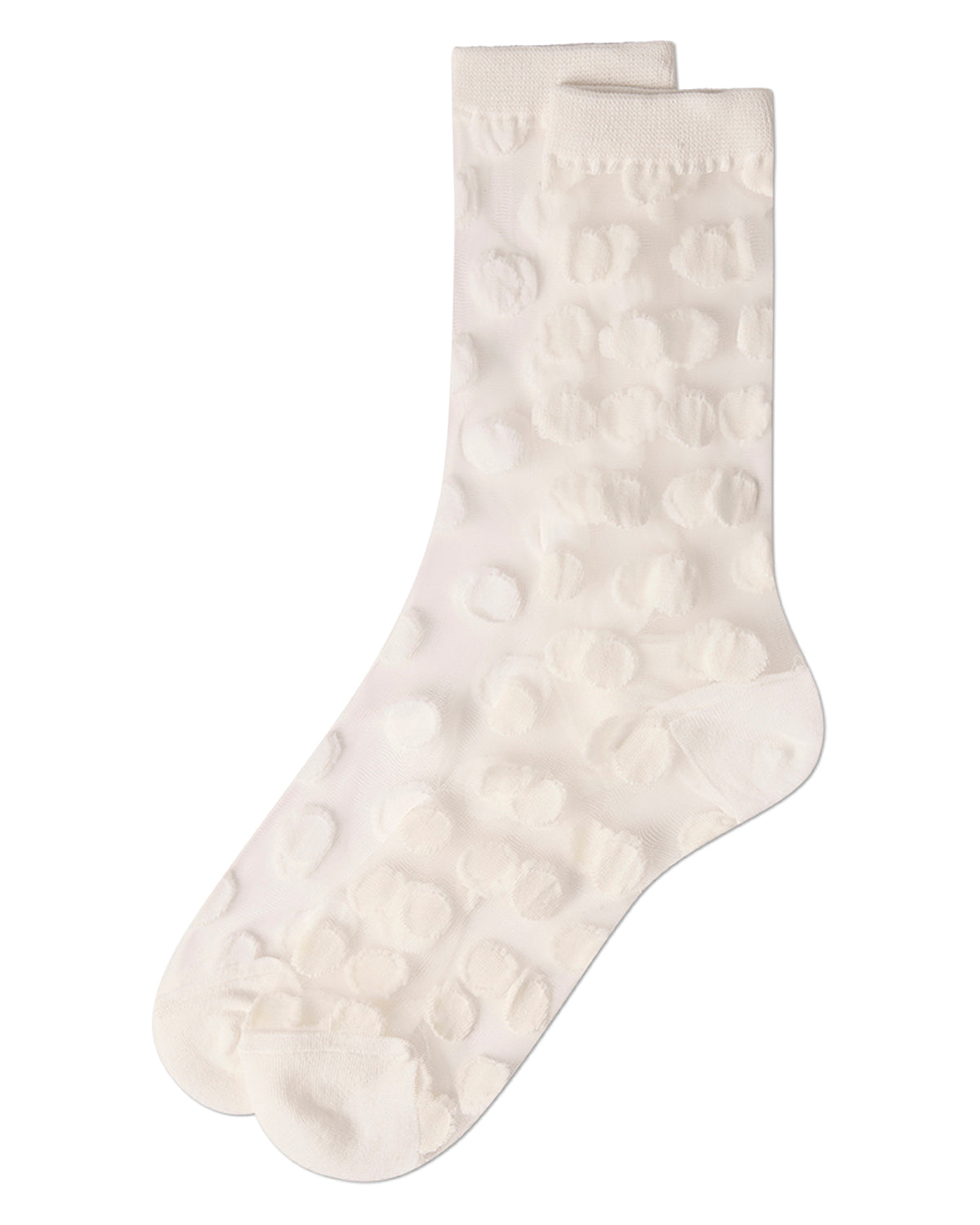 Women's Polka Dot Sheer Crew Socks : Color: Winter White