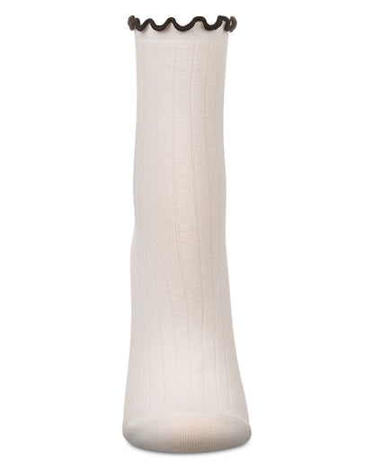 Women's Cherry Applique Cotton Blend Fashion Crew Sock : Color: Ivory
