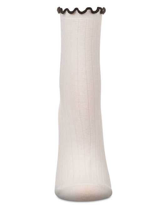Women's Cherry Applique Cotton Blend Fashion Crew Sock : Color: Ivory