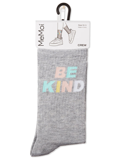 Women's Be Kind Multicolor Block Letter Crew Sock : Color: Gray Heather
