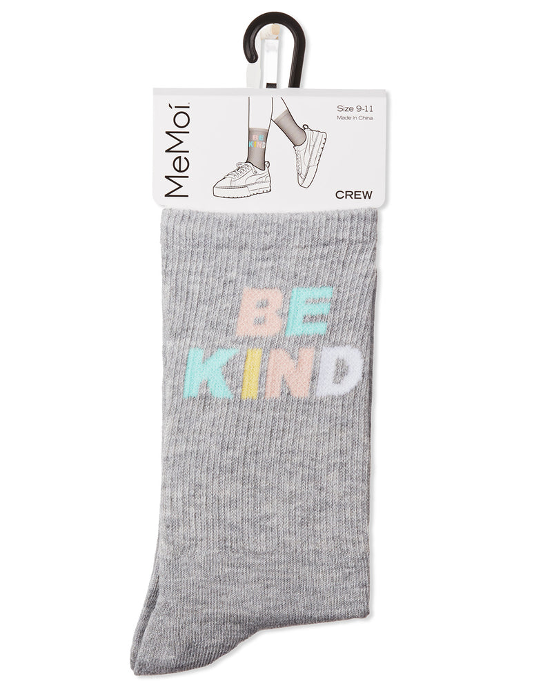 Women's Be Kind Multicolor Block Letter Crew Sock
