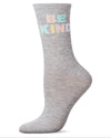 Women's Be Kind Multicolor Block Letter Crew Sock : Color: Gray Heather