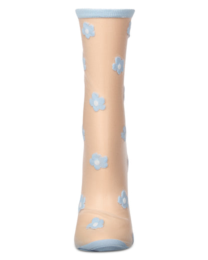 Women's Delightful Daisies Sheer Crew Socks