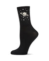 Women's Outer Space Star Stud Crew Socks : Color: Black
