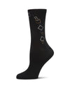 Women's Multi Color Rhinestone Chain Crew Socks : Color: Black