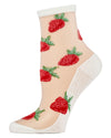 Women's Strawberry Sheer Combed Cotton Crew Socks